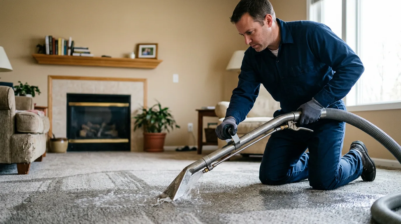 Water damage restoration technician working near Macksburg, OH